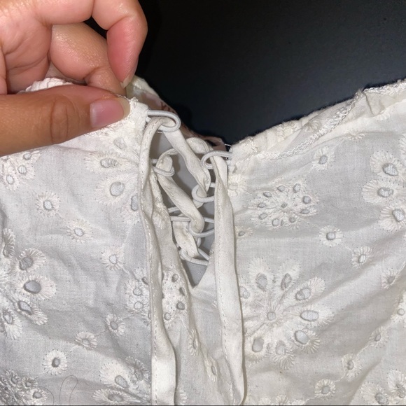 Rapunzel Lace White Eyelet Embroidery Mini Dress - Picture 6 of 8